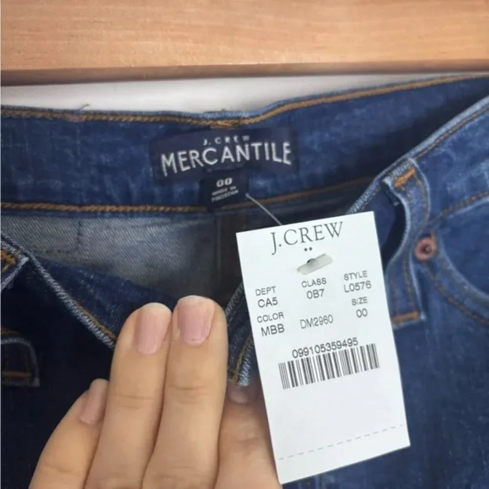 J. Crew Mercantile NWT Classic Blue Denim Raw Edge Mini Skirt